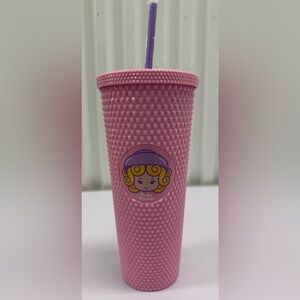 Polly Pocket Studded Cold Cup Tumbler with Straw – Pink 24oz (Mattel 90’s Retro)